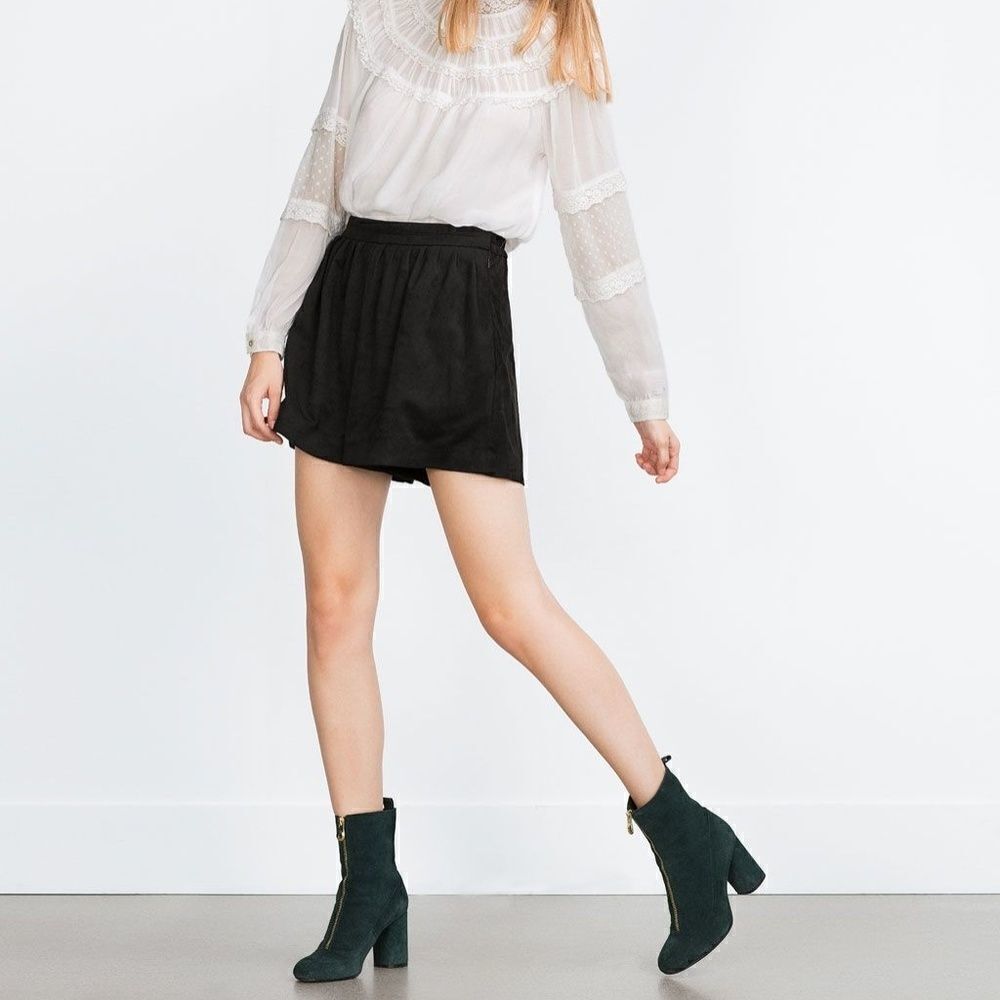 Zara Black Faux Suede Shorts